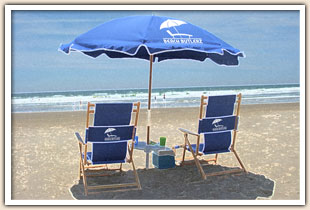 Rental chairs sitting on the beach
