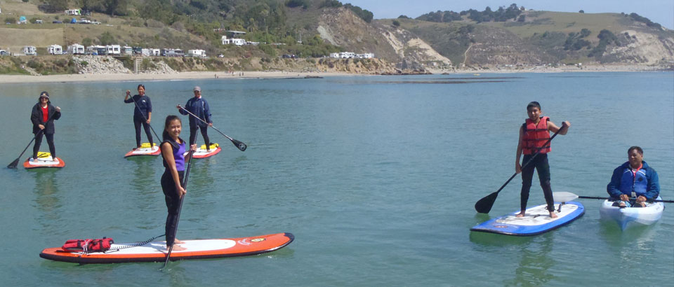 Teaching on how to ride a SUP