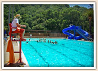 Waterslides into fresh water pool